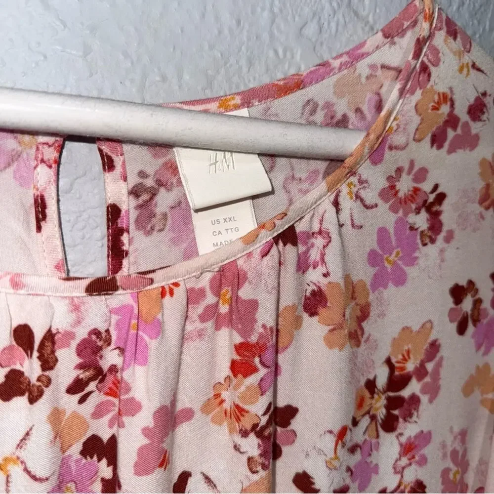 H&M Flowy Floral Midi Dress Pink Cream Boho Blooms Prairie Cottagecore
Size XXL - Picture 4 of 7
